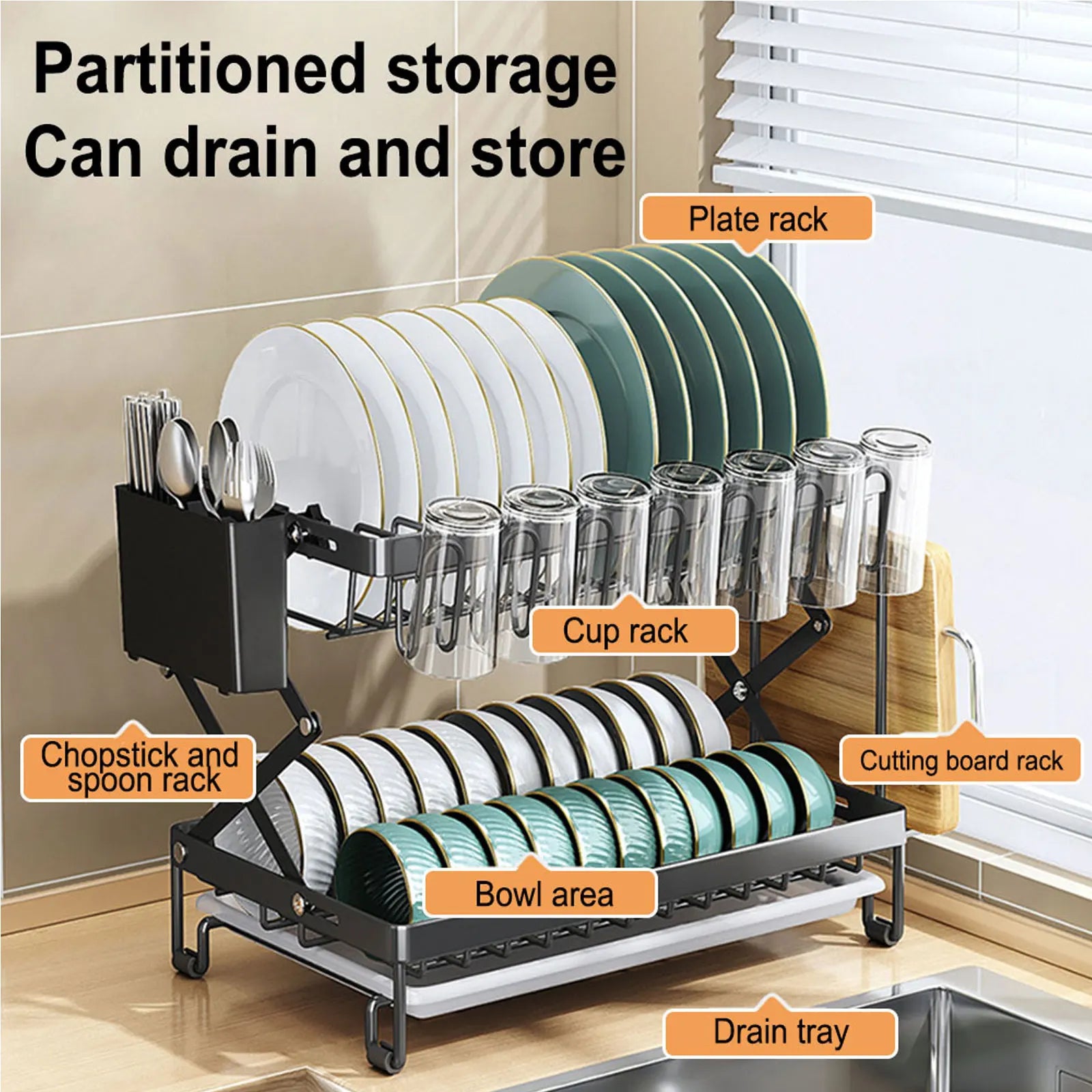 Egouttoir Vaisselle Pliable Avec Plateau