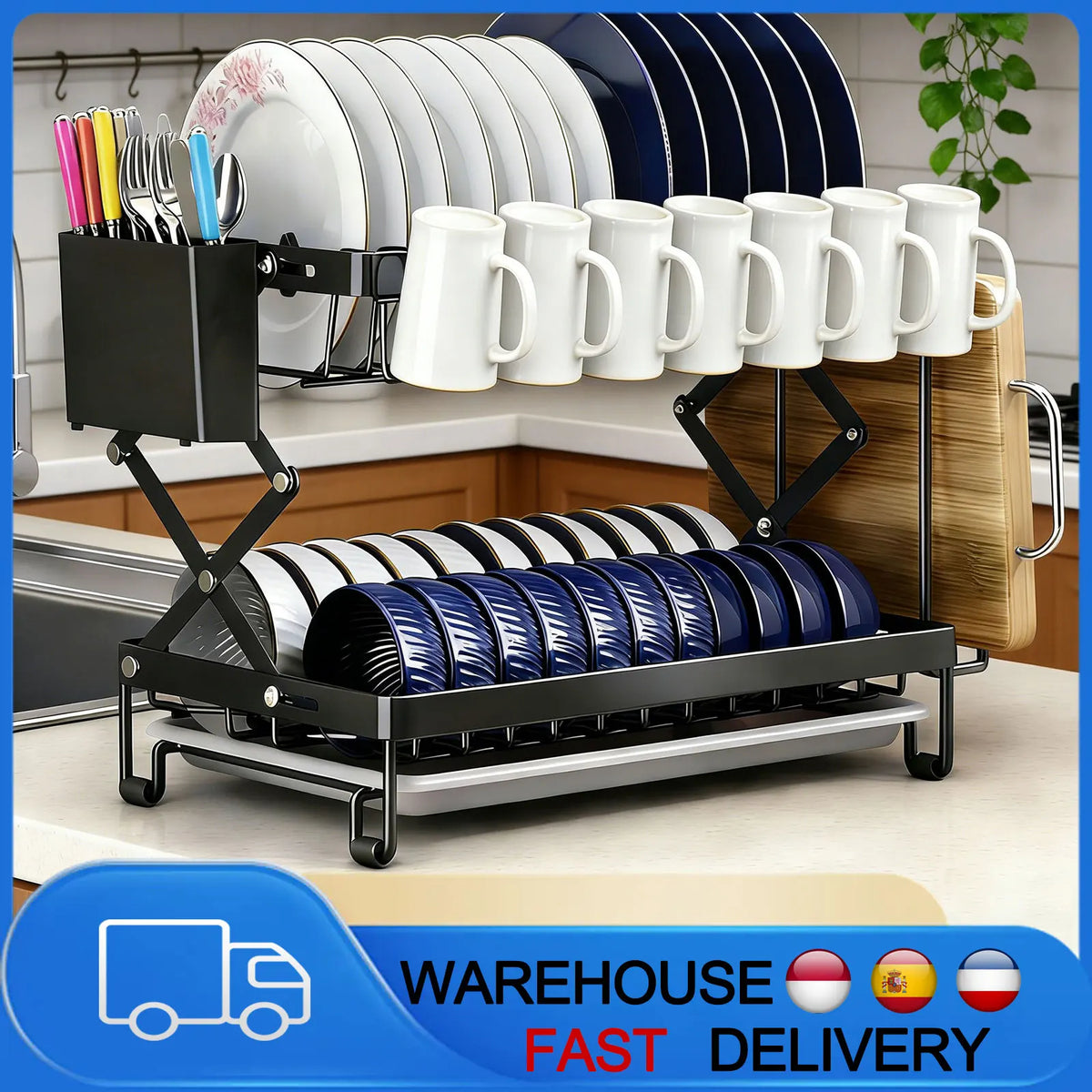 Egouttoir Vaisselle Pliable Avec Plateau